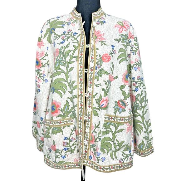 Tudor‎ Court by Haband Women's 100% Cotton Floral Jacket, Size XL - Picture 8 of 16
